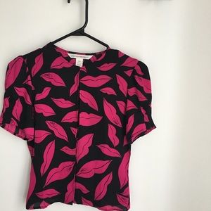 Diane Von Furstenberg Hot Lips SILK Keyhole Top 4
